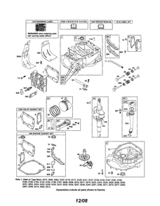 Cylinder/Crankshaft/Crankcase Diagram and Parts List for 123K00 0005-3717 Briggs and Stratton Engine